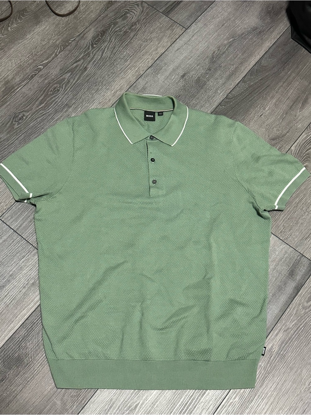 BOSS Sage Green Polo with White Trim